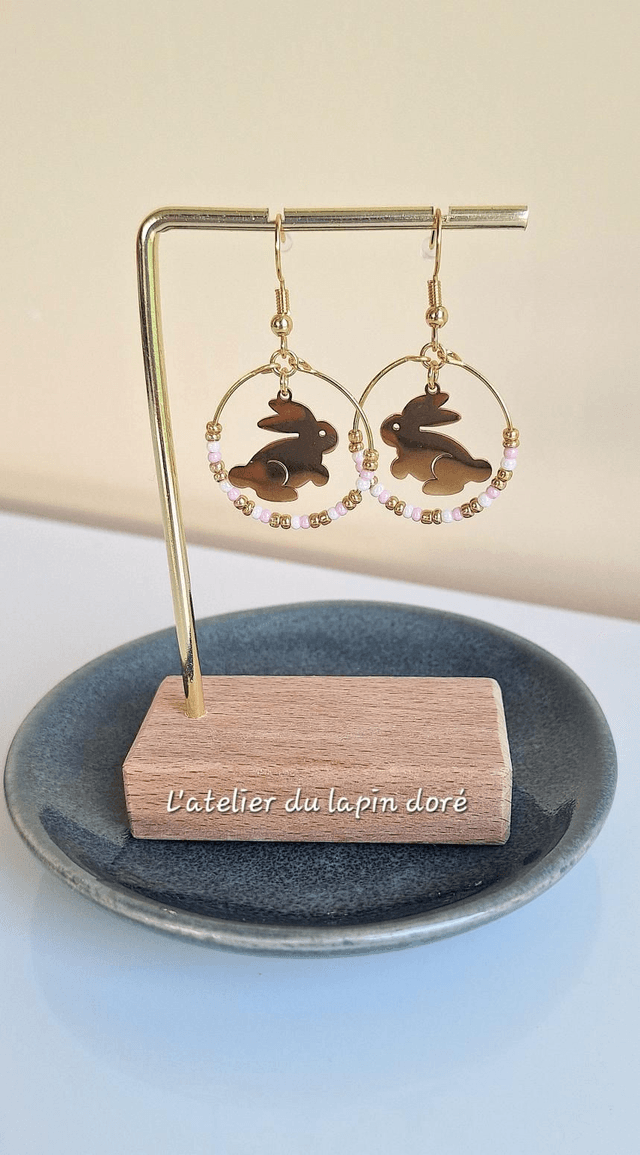 Boucles d'oreilles Lapin doré