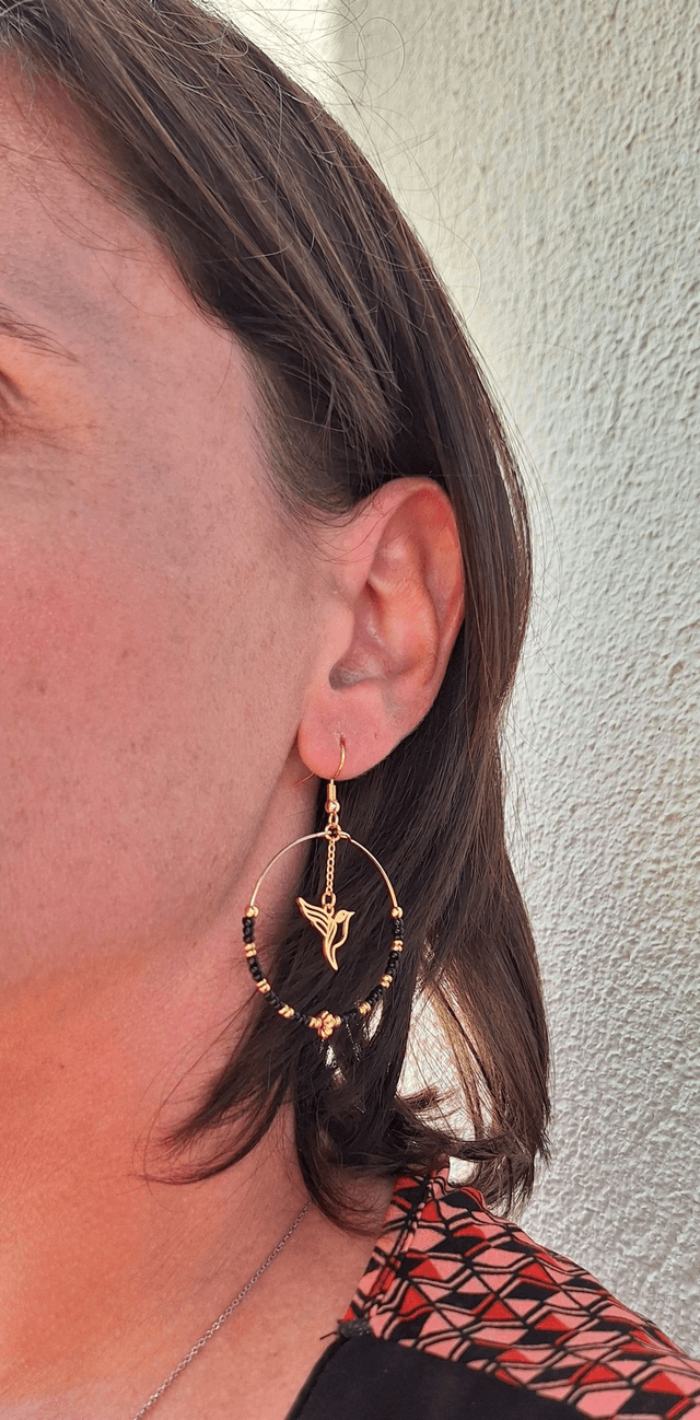 Boucles d'oreilles créole Colibri