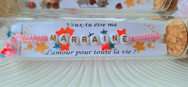 Fiole à bracelet personnalisée - Demande Marraine/Parrain