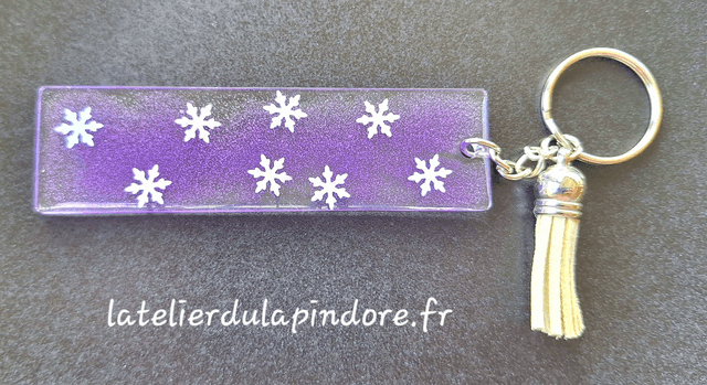 Porte-clés personnalisés rectangles - Flocons de neige