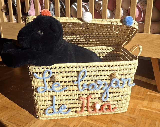 Malle de rangement en tricotin personnalisée
