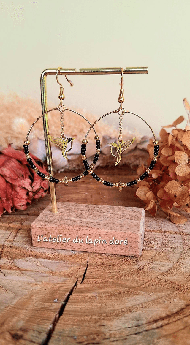 Boucles d&#039;oreilles créole Colibri